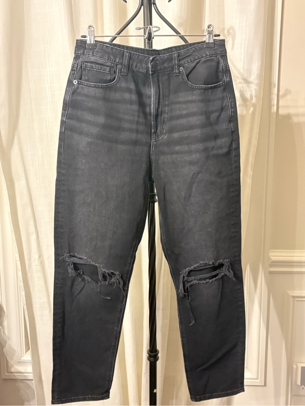 AE High Rise Distressed Mom Jeans